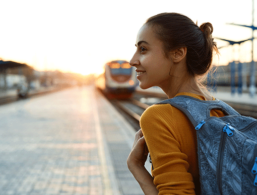 Person in front of train Person in front of train