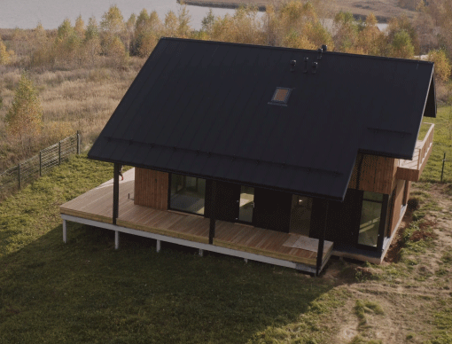 house with black roof