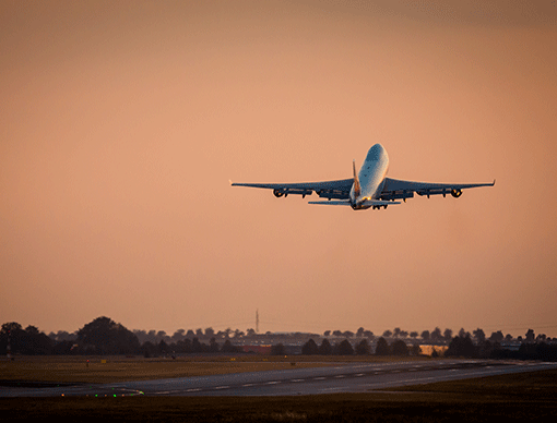 Airplane in sky taking off