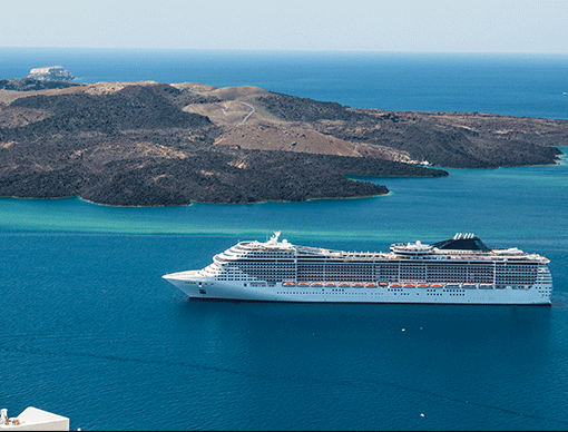 Cruise ship in ocean Cruise ship in ocean